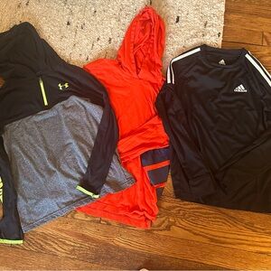 3 hooded long sleeve athletic shirts